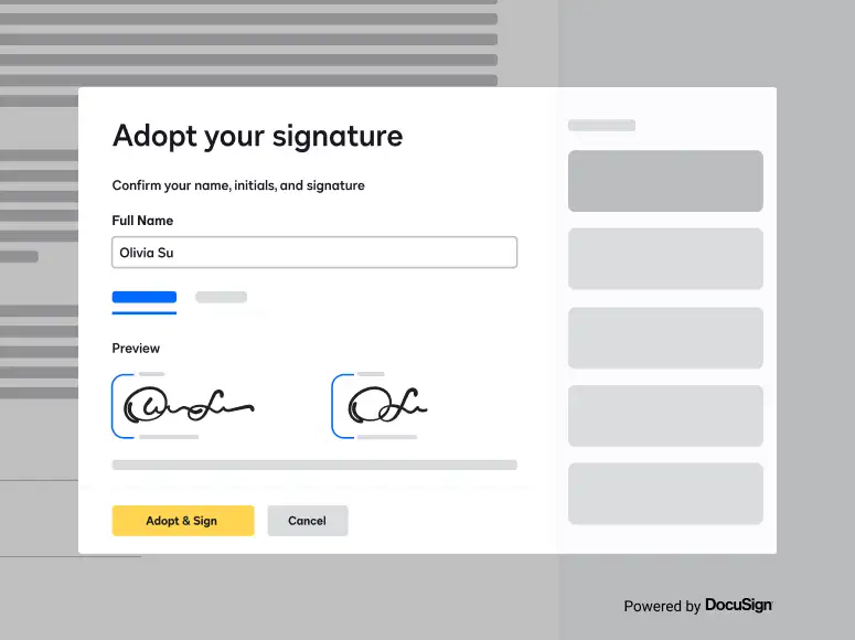 A screen capture of the ISV interface, where you can see a preview of your reusable signature.
