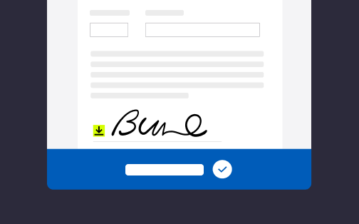 Un document sur lequel figurent une signature et une notification disant «∘Document signé∘». 